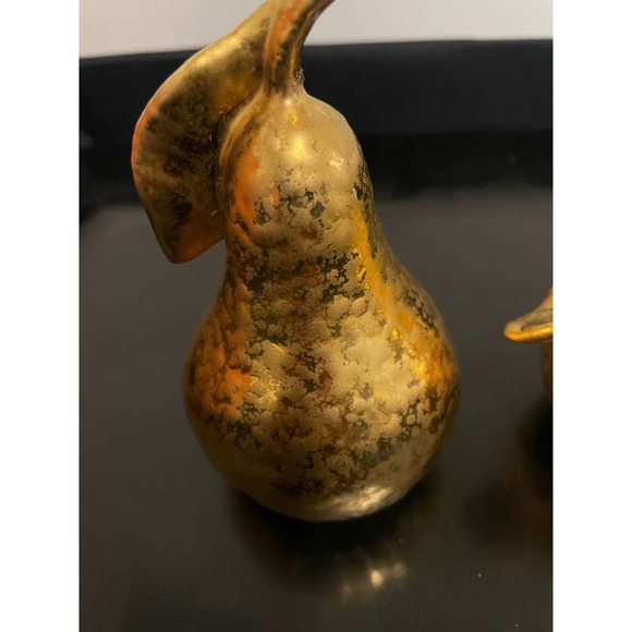 Vintage Pear & Apple Shaped Gold Encrusted Porcelain Salt & Pepper Shaker Set - Picture 4 of 10